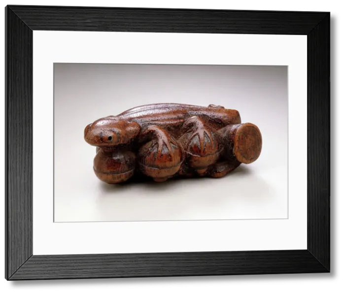 Framed Print : Lizard on Acorn Branch, 18th century. Creator: Unknown Framed Print : Lizard on Acorn Branch, 18th century. Creator: Unknown