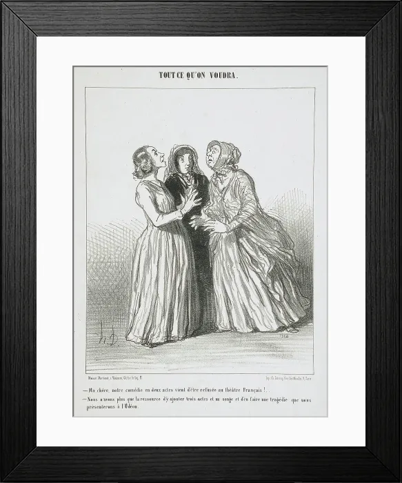 Framed Print : Ma chère, notre comédie en deux actes vient d'être refusée au Théâtre Français!... 1852. Creator: Honore Daumier Framed Print : Ma chère, notre comédie en deux actes vient d'être refusée au Théâtre Français!... 1852. Creator: Honore Daumier