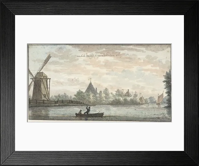 Framed Print : De Vos Windmill and the Verbeid de Tijd house on the Drecht... 1701-1759. Creator: Cornelis Pronk Framed Print : De Vos Windmill and the Verbeid de Tijd house on the Drecht... 1701-1759. Creator: Cornelis Pronk