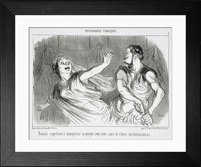 Framed Print : Romain s'apprêtant à transpercer sa propre soeur... 1852. Creator: Honore Daumier Framed Print : Romain s'apprêtant à transpercer sa propre soeur... 1852. Creator: Honore Daumier