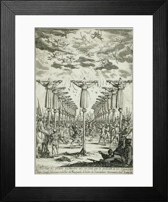 Framed Print : The Martyrs of Japan, 1628. Creator: Jacques Callot Framed Print : The Martyrs of Japan, 1628. Creator: Jacques Callot