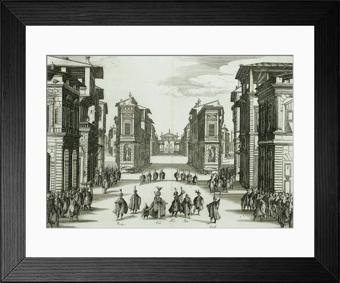 Framed Print : Stage Design for Il Solimano, Act IV, c1620. Creator: Jacques Callot Framed Print : Stage Design for Il Solimano, Act IV, c1620. Creator: Jacques Callot