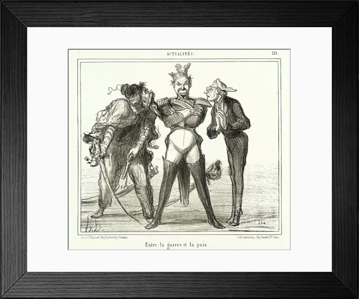 Framed Print : Entre la guerre et la paix, 1855. Creator: Honore Daumier Framed Print : Entre la guerre et la paix, 1855. Creator: Honore Daumier
