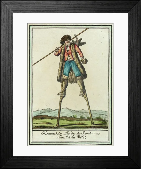 Framed Print : Costumes de Différent Pays, Homme des Landes de Bordeaux Allant à la Ville, c1797. Creator: Jacques Grasset de Saint-Sauveur Framed Print : Costumes de Différent Pays, Homme des Landes de Bordeaux Allant à la Ville, c1797. Creator: Jacques Grasset de Saint-Sauveur