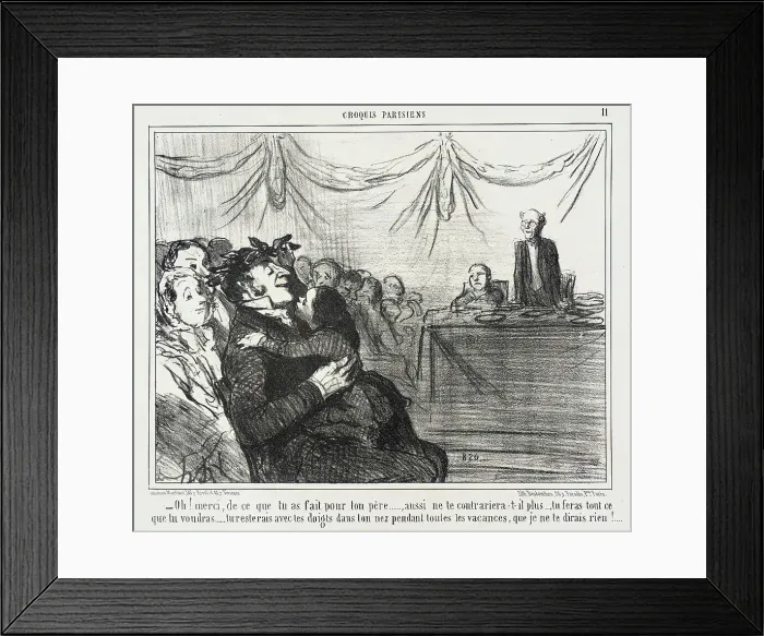Framed Print : Oh! merci, de ce que tu as fait pour ton père... 1856. Creator: Honore Daumier Framed Print : Oh! merci, de ce que tu as fait pour ton père... 1856. Creator: Honore Daumier