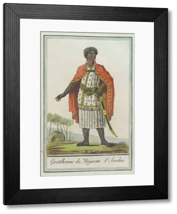 Framed Print : Costumes de Différents Pays, Gentilhomme du Roÿaume d'Aardra, c1797. Creator: Jacques Grasset de Saint-Sauveur Framed Print : Costumes de Différents Pays, Gentilhomme du Roÿaume d'Aardra, c1797. Creator: Jacques Grasset de Saint-Sauveur