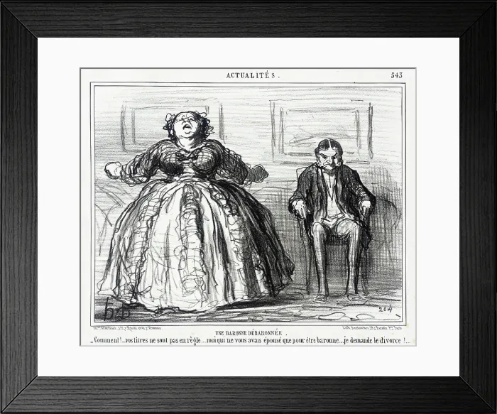 Framed Print : Une Baronne débaronnée, 1858. Creator: Honore Daumier Framed Print : Une Baronne débaronnée, 1858. Creator: Honore Daumier