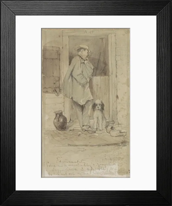 Framed Print : Son Felix by the half-door of the Snepenschrik summer house, 1864. Creator: Johannes Tavenraat Framed Print : Son Felix by the half-door of the Snepenschrik summer house, 1864. Creator: Johannes Tavenraat