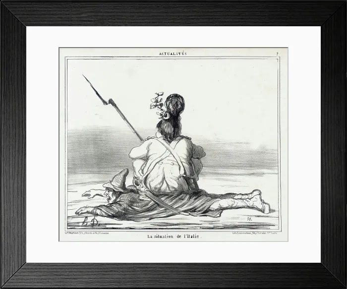 Framed Print : La situation de l'Italie, 1859. Creator: Honore Daumier Framed Print : La situation de l'Italie, 1859. Creator: Honore Daumier