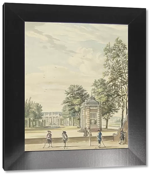 View of a country estate with four golfers, 1706-1800. Creator: Anon