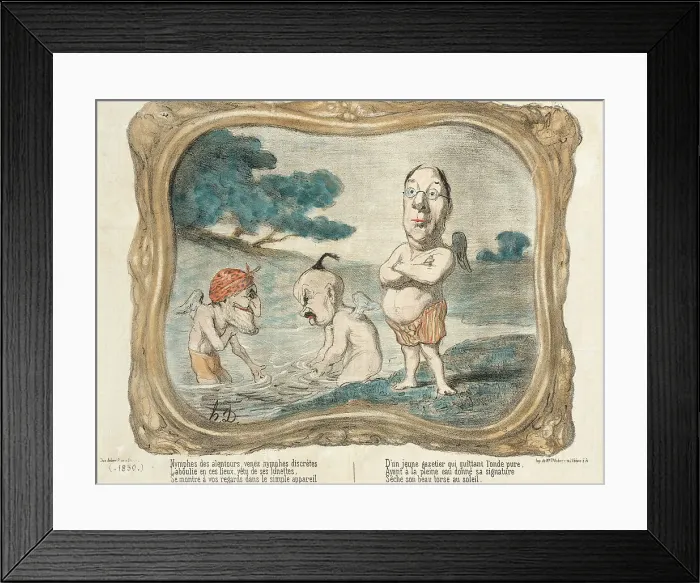 Framed Print : Nymphes des alentours, venez nymphes discrètes... 1850. Creator: Honore Daumier Framed Print : Nymphes des alentours, venez nymphes discrètes... 1850. Creator: Honore Daumier