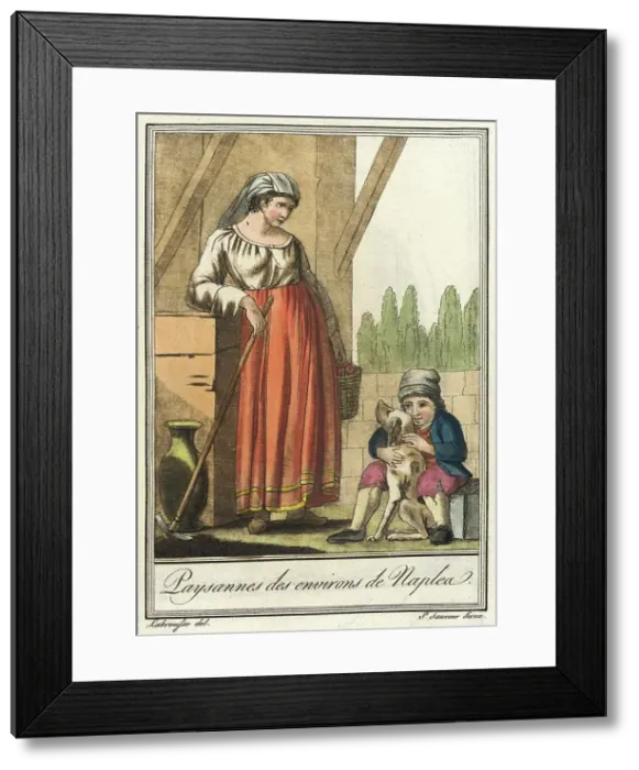 Framed Print : Costumes de Différents Pays, Paysannes des Environs de Naplea, c1797. Creator: Jacques Grasset de Saint-Sauveur Framed Print : Costumes de Différents Pays, Paysannes des Environs de Naplea, c1797. Creator: Jacques Grasset de Saint-Sauveur