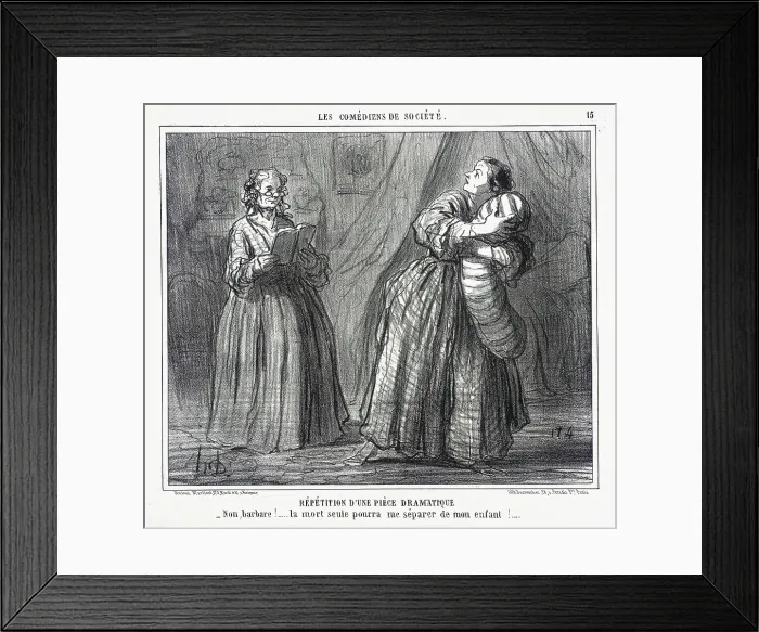 Framed Print : Répétition d'une pièce dramatique, 1858. Creator: Honore Daumier Framed Print : Répétition d'une pièce dramatique, 1858. Creator: Honore Daumier