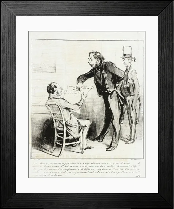 Framed Print : Oui, Monsieur, moyennant un petit abonnement, 1838. Creator: Honore Daumier Framed Print : Oui, Monsieur, moyennant un petit abonnement, 1838. Creator: Honore Daumier