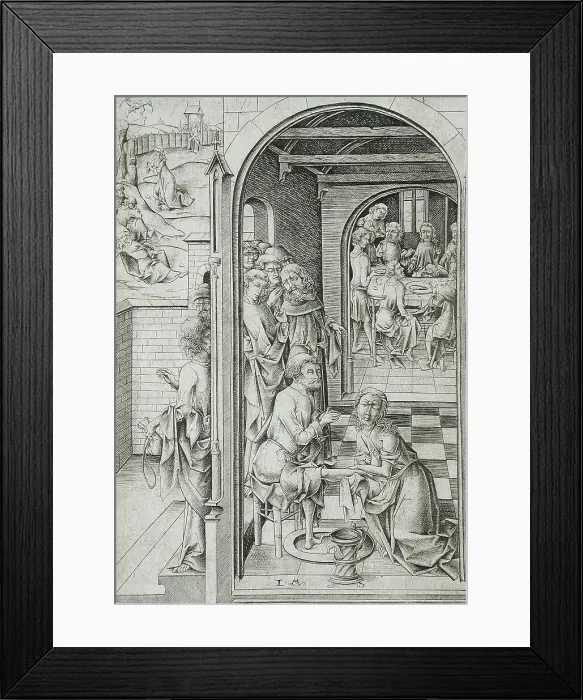 Framed Print : Christ Washing the Feet of the Apostles, c1480. Creator: Israhel van Meckenem Framed Print : Christ Washing the Feet of the Apostles, c1480. Creator: Israhel van Meckenem