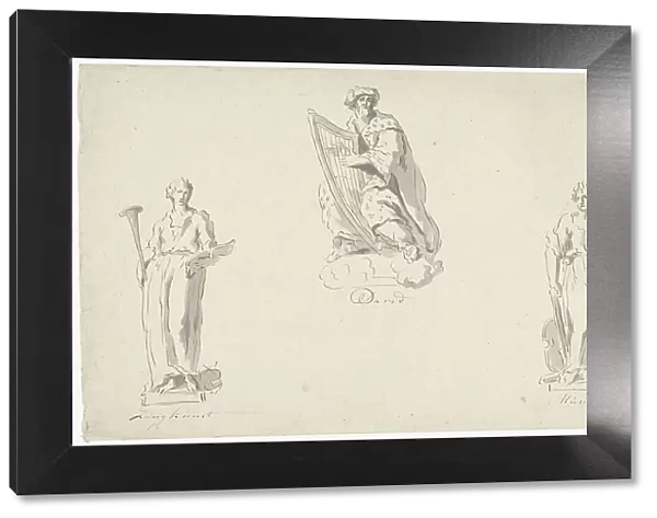 Three designs for organ decoration: Singing, King David and Music, 1741-1801. Creator: Anthony Ziesenis
