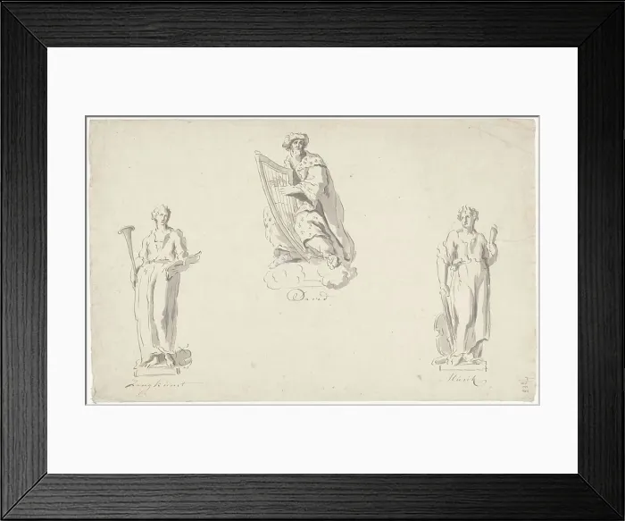 Framed Print : Three designs for organ decoration: Singing, King David and Music, 1741-1801. Creator: Anthony Ziesenis Framed Print : Three designs for organ decoration: Singing, King David and Music, 1741-1801. Creator: Anthony Ziesenis