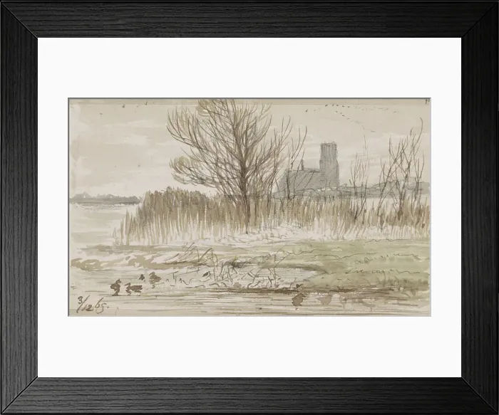 Framed Print : View of Kralingen on the water, 1865. Creator: Johannes Tavenraat Framed Print : View of Kralingen on the water, 1865. Creator: Johannes Tavenraat