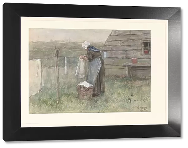 Woman at a clothesline, 1848-1888. Creator: Anton Mauve