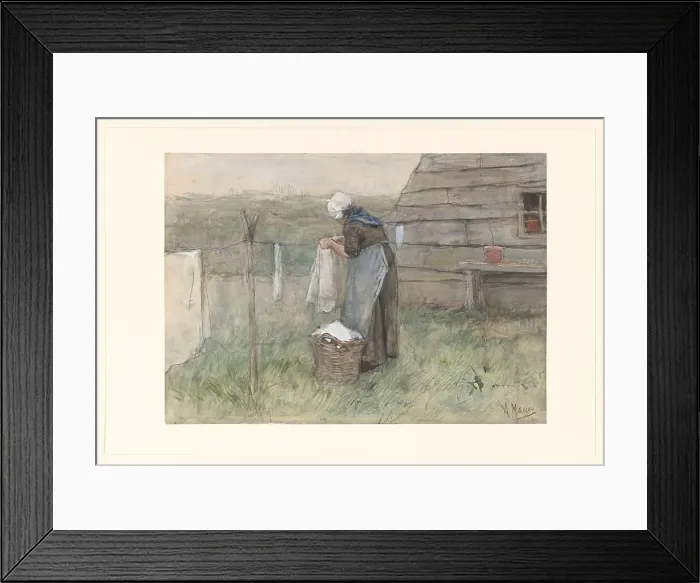 Framed Print : Woman at a clothesline, 1848-1888. Creator: Anton Mauve Framed Print : Woman at a clothesline, 1848-1888. Creator: Anton Mauve