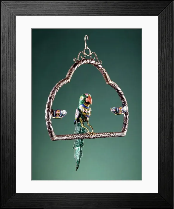 Framed Print : Parrot on a Swing, Late 19th century. Creator: Unknown Framed Print : Parrot on a Swing, Late 19th century. Creator: Unknown