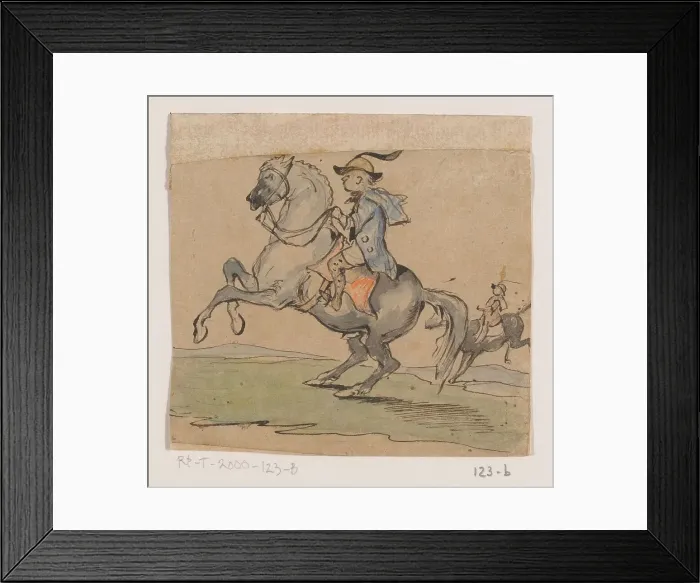Framed Print : Rider on prancing horse, 1849. Creator: Johannes Tavenraat Framed Print : Rider on prancing horse, 1849. Creator: Johannes Tavenraat