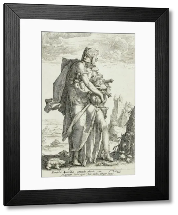 Framed Print : Avarice, c1587. Creator: Jacob Matham