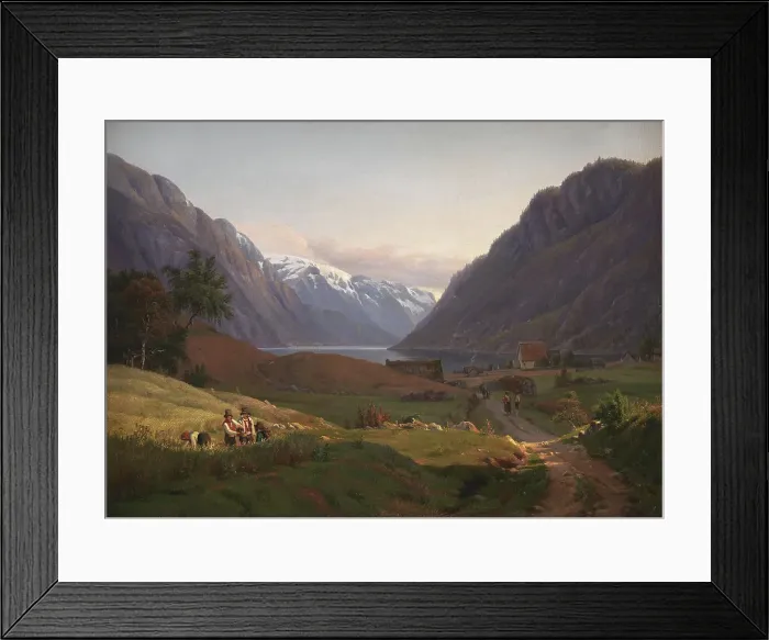Framed Print : View of Odda at the Sor Fjord in Hardanger, Norway. Morning Light, 1836. Creator: Louis Gurlitt Framed Print : View of Odda at the Sor Fjord in Hardanger, Norway. Morning Light, 1836. Creator: Louis Gurlitt