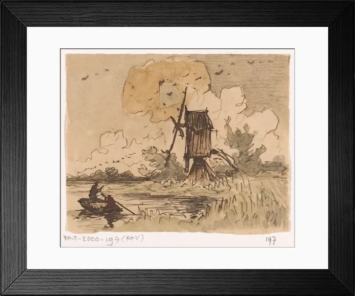 Framed Print : River landscape, 1843. Creator: Johannes Tavenraat Framed Print : River landscape, 1843. Creator: Johannes Tavenraat