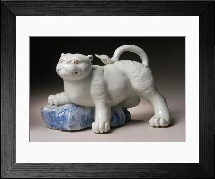 Framed Print : Okimono in the Form of a Tiger Climbing onto a Rock, 19th century. Creator: Unknown Framed Print : Okimono in the Form of a Tiger Climbing onto a Rock, 19th century. Creator: Unknown