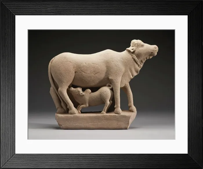 Framed Print : Cow and Calf, Late 7th century. Creator: Unknown Framed Print : Cow and Calf, Late 7th century. Creator: Unknown