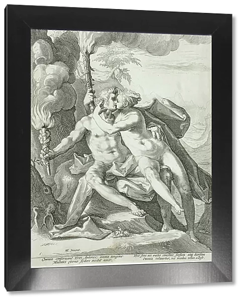 Requited Love Represented by Eros and Anteros, 1588. Creator: Jacob Matham