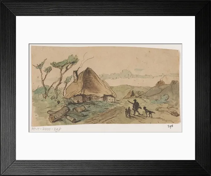 Framed Print : Hunter between houses, 1840-1880. Creator: Johannes Tavenraat Framed Print : Hunter between houses, 1840-1880. Creator: Johannes Tavenraat