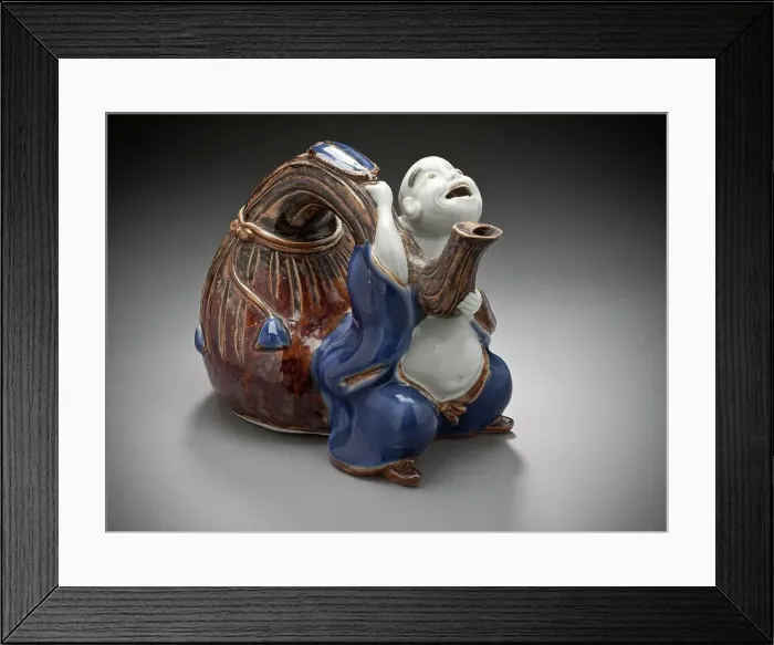 Framed Print : Sake Vessel in the Form of Hotei with his Bag, 19th century. Creator: Unknown Framed Print : Sake Vessel in the Form of Hotei with his Bag, 19th century. Creator: Unknown