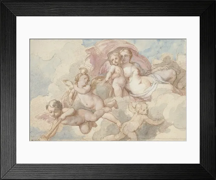 Framed Print : Venus with Amor and putti, 1710-1777. Creators: Charles-Joseph Natoire, Unknown Framed Print : Venus with Amor and putti, 1710-1777. Creators: Charles-Joseph Natoire, Unknown