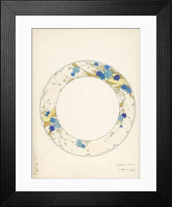 Framed Print : Design for a dessert plate, part of a porcelain service for Piilivuyt, c.1889. Creator: Jules-Auguste Habert-Dys Framed Print : Design for a dessert plate, part of a porcelain service for Piilivuyt, c.1889. Creator: Jules-Auguste Habert-Dys