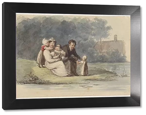 Family sitting on the water, 1828. Creator: Christiaan Julius Lodewijk Portman