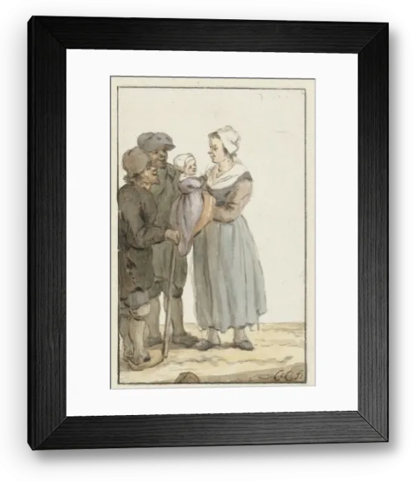 Framed Print : Woman with child with two men, 1758-1808. Creator: Christina Chalon Framed Print : Woman with child with two men, 1758-1808. Creator: Christina Chalon