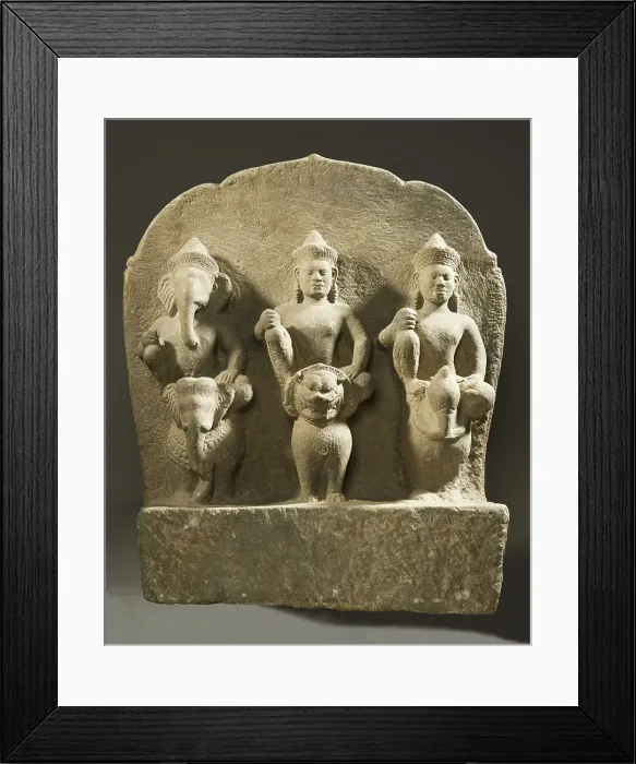 Framed Print : Ganesha, Shiva, and Karttikeya on Their Mounts, 10th century. Creator: Unknown Framed Print : Ganesha, Shiva, and Karttikeya on Their Mounts, 10th century. Creator: Unknown