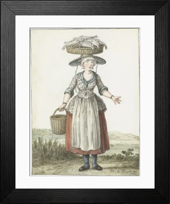 Framed Print : Scheveningen fish seller, 1775. Creator: Paulus Constantijn la Fargue Framed Print : Scheveningen fish seller, 1775. Creator: Paulus Constantijn la Fargue