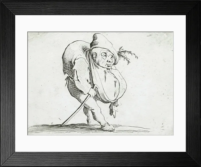 Framed Print : A Hunchback with a Cane, 1616. Creator: Jacques Callot Framed Print : A Hunchback with a Cane, 1616. Creator: Jacques Callot