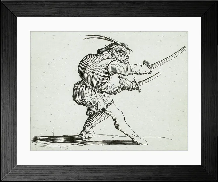 Framed Print : A Duellist with a Sword and a Dagger, 1616. Creator: Jacques Callot Framed Print : A Duellist with a Sword and a Dagger, 1616. Creator: Jacques Callot