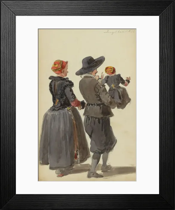 Framed Print : Woman and man with child, c. 1846-c. 1882. Creator: Cornelis Springer Framed Print : Woman and man with child, c. 1846-c. 1882. Creator: Cornelis Springer