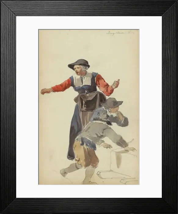 Framed Print : Woman behind two boys, c. 1846-c. 1882. Creator: Cornelis Springer Framed Print : Woman behind two boys, c. 1846-c. 1882. Creator: Cornelis Springer