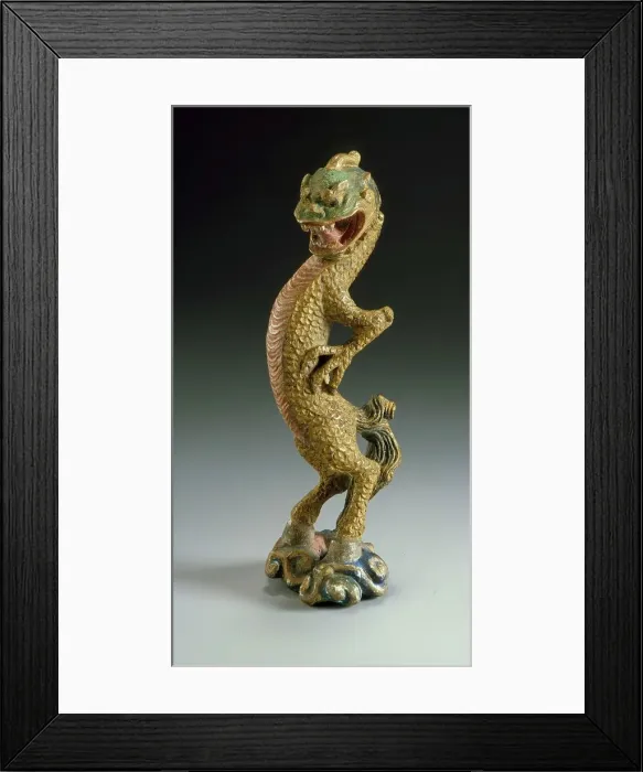 Framed Print : Dragon Standing on Clouds, 19th century. Creator: Unknown