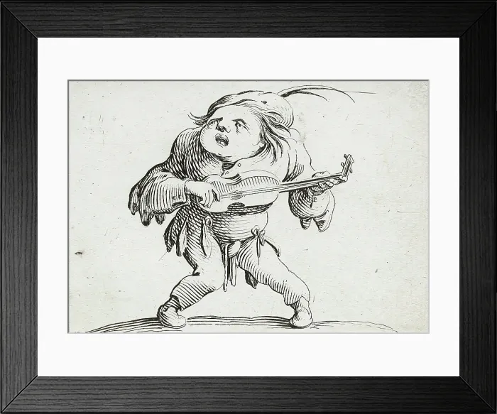 Framed Print : A Bandy-Legged Man Playing the Guitar, 1616. Creator: Jacques Callot Framed Print : A Bandy-Legged Man Playing the Guitar, 1616. Creator: Jacques Callot
