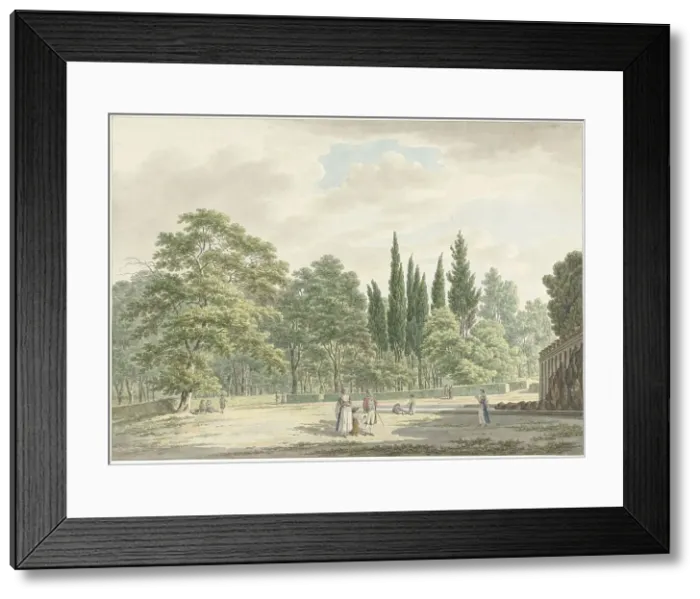 Framed Print : Walkers on a terrace of the Villa Conti in Frascati, 1791. Creator: Daniel Dupré Framed Print : Walkers on a terrace of the Villa Conti in Frascati, 1791. Creator: Daniel Dupré