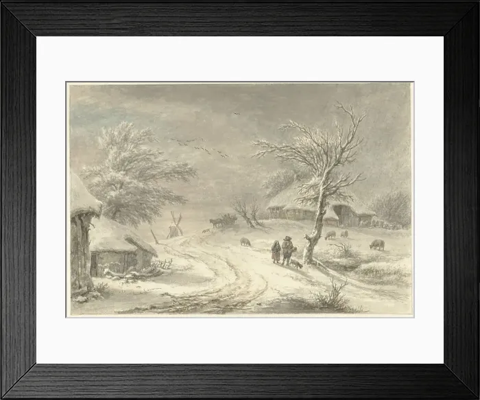 Framed Print : Winter view in Exloo, Drenthe, 1755-1818. Creator: Egbert van Drielst Framed Print : Winter view in Exloo, Drenthe, 1755-1818. Creator: Egbert van Drielst