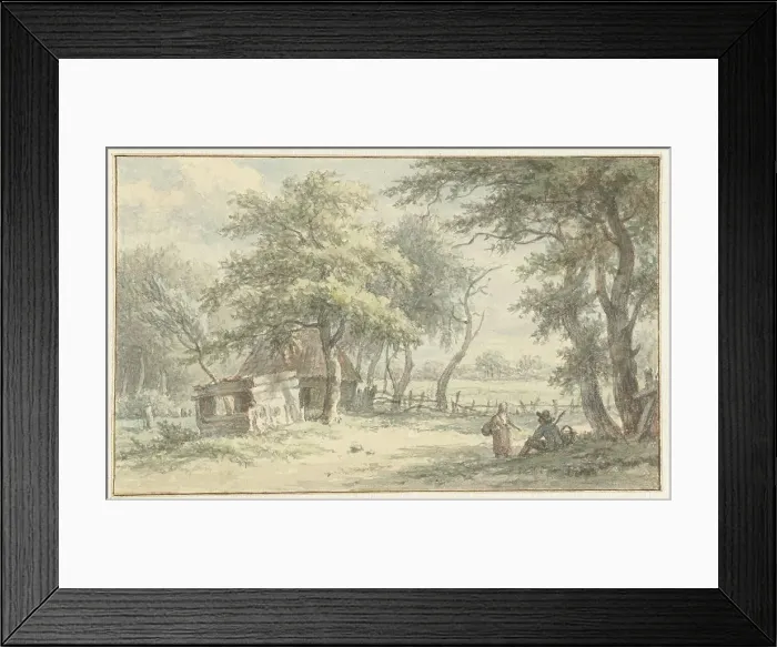 Framed Print : Figures at the hut in the Naarder Keep, 1755-1818. Creator: Egbert van Drielst Framed Print : Figures at the hut in the Naarder Keep, 1755-1818. Creator: Egbert van Drielst