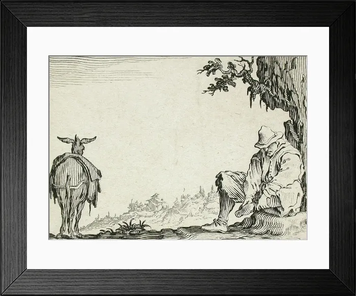 Framed Print : A Peasant Removing his Shoes, c1621. Creator: Jacques Callot